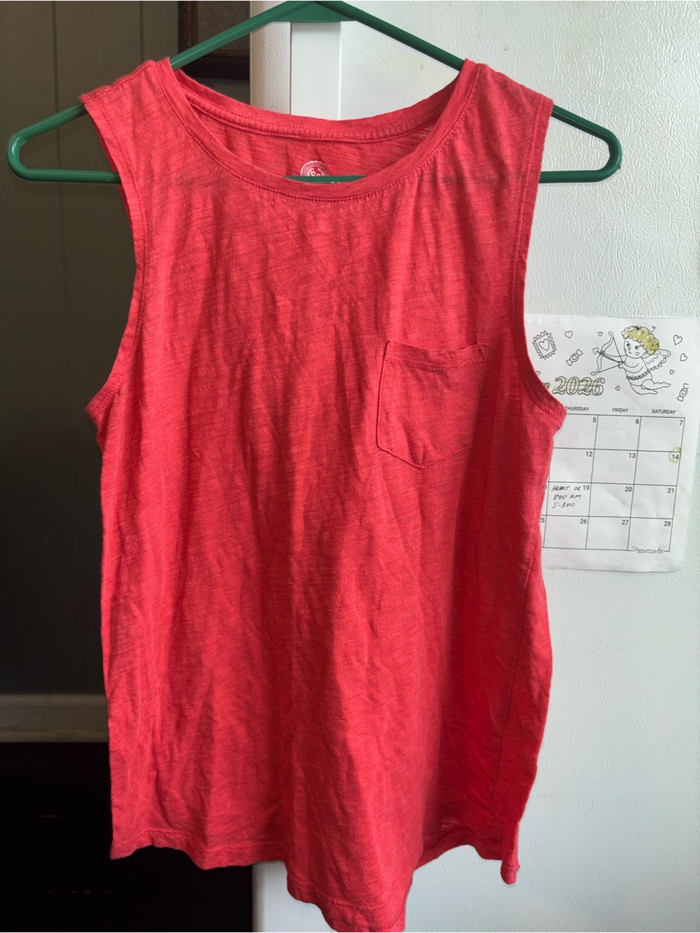 SO Sleeveless Pocket Tank Top - Coral Red